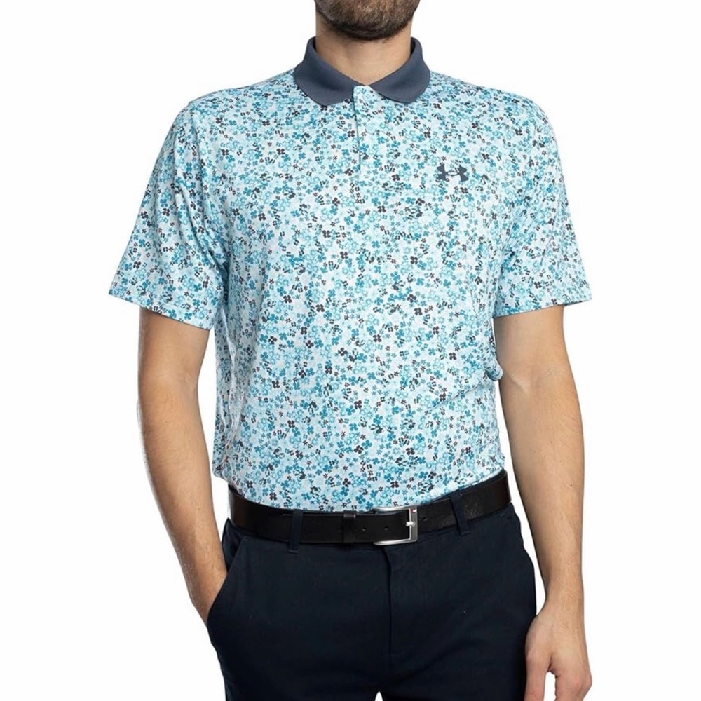 Under Armour Men's Shirts Performance 3.0 Novelty Polo Shirt Printed Blue Size S